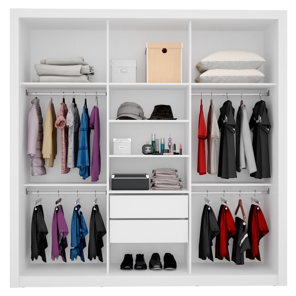 Guarda Roupa 3 Portas 2 Gavetas Residence D02 Branco - Mpozenato