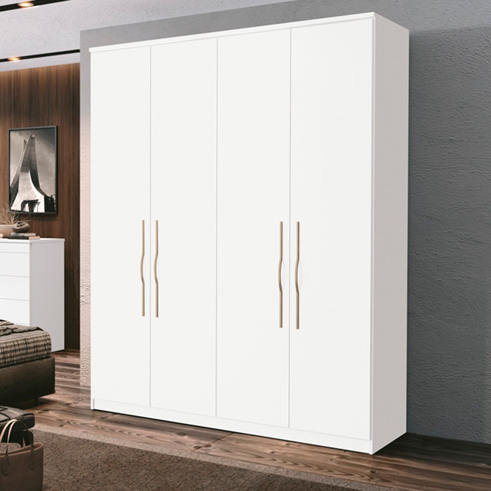 Guarda Roupa 4 Portas 3 Gavetas Slow Motion Spazio F08 Branco - Mpozenato