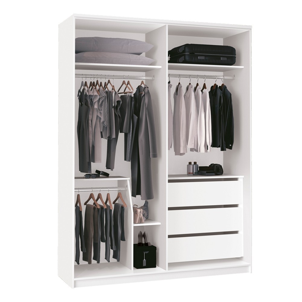 Guarda Roupa 4 Portas 3 Gavetas Slow Motion Spazio F08 Branco - Mpozenato
