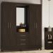 Guarda Roupa Capelinha 4 Portas 3 Gavetas Persia D02 Ebano Touch - Mpozenato