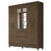 Guarda Roupa Casal 162cm Com Espelho Cuban Castanho Wood Z17 - Mpozenato