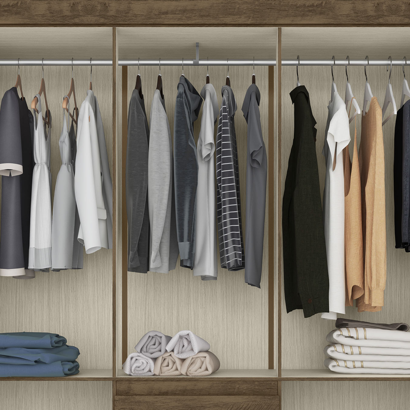 Guarda Roupa Casal 162cm Com Espelho Cuban Castanho Wood Z17 - Mpozenato