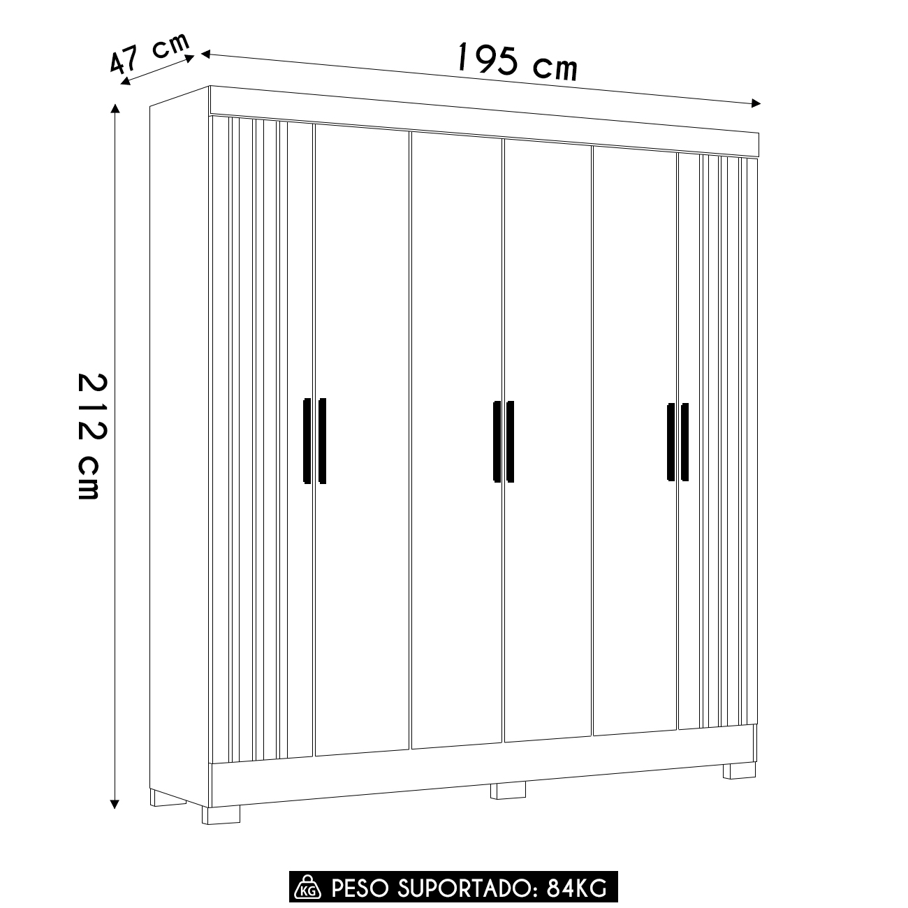 Guarda Roupa Casal 195cm Ripado Arlon M07 Freijó - Mpozenato