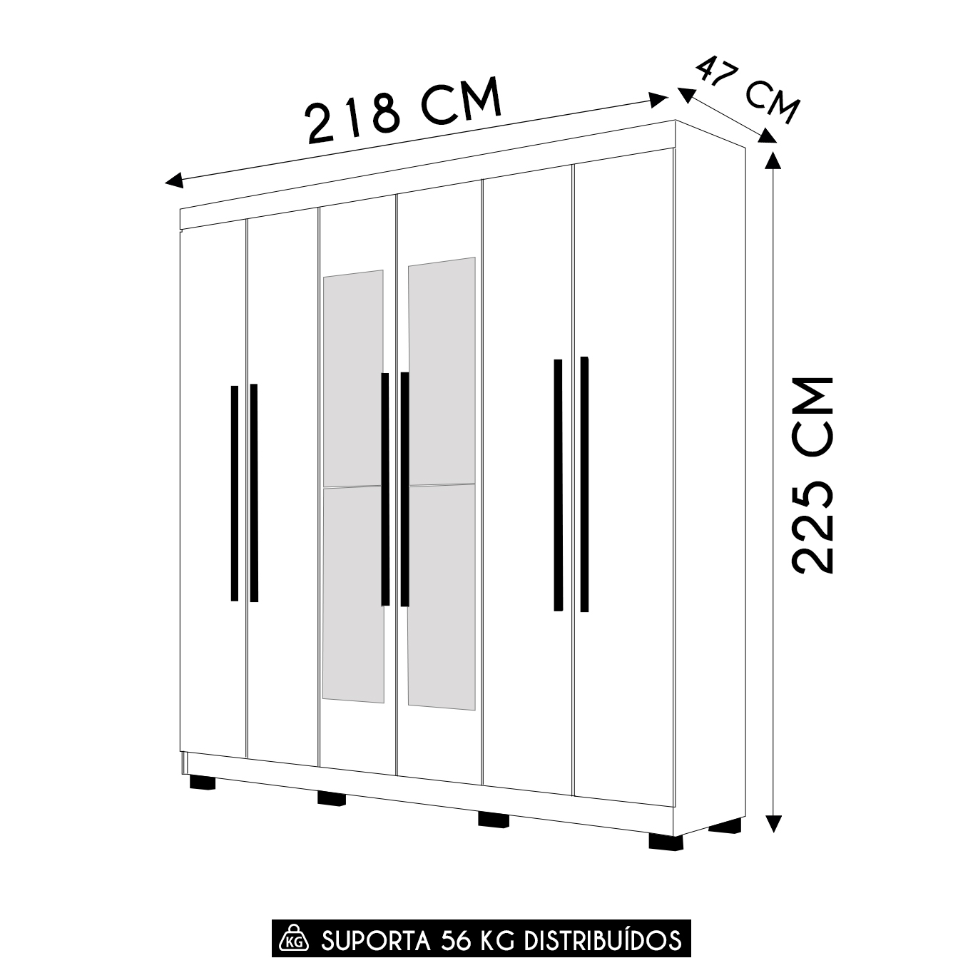 Guarda Roupa Casal 218cm Com Espelho Bolty Imbuia Rústico V02 - Mpozenato
