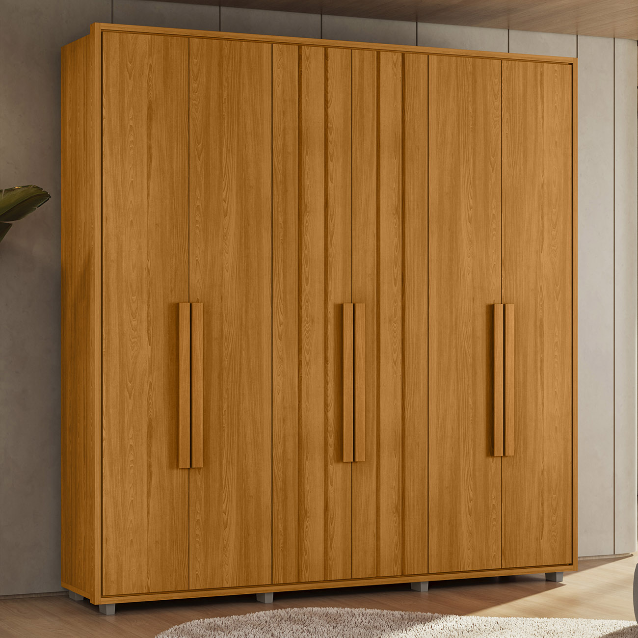 Guarda Roupa Casal 230cm Com 6 Portas Barok Cinamomo Z10    - Mpozenato