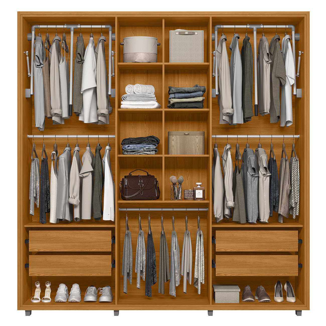Guarda Roupa Casal 230cm Com 6 Portas Barok Cinamomo Z10    - Mpozenato