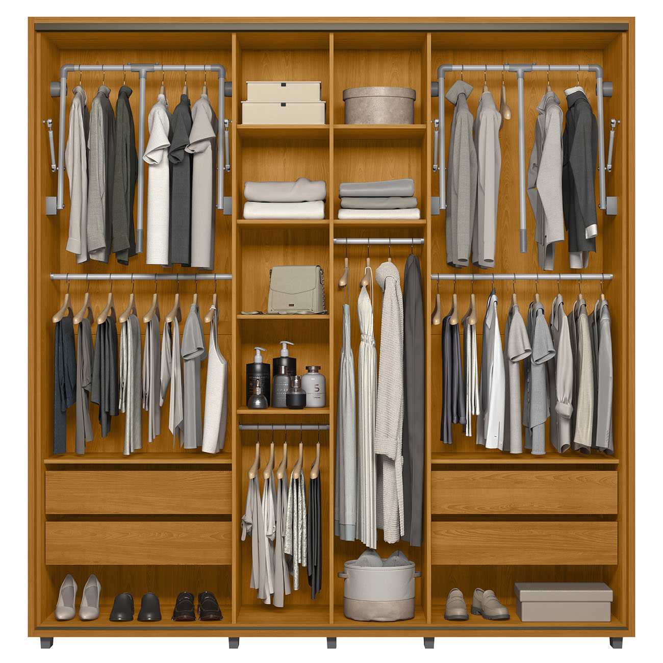 Guarda Roupa Casal 230cm Com Espelho Verbena Off/Cinamomo Z10 - Mpozenato