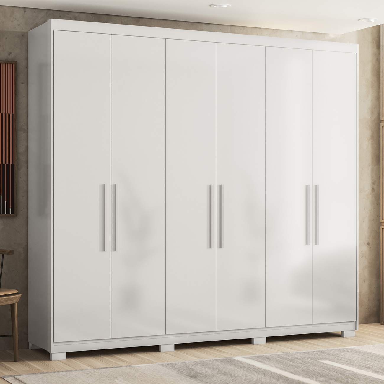 Guarda Roupa Casal 241cm 6 Portas Vanny D02 Branco - Mpozenato
