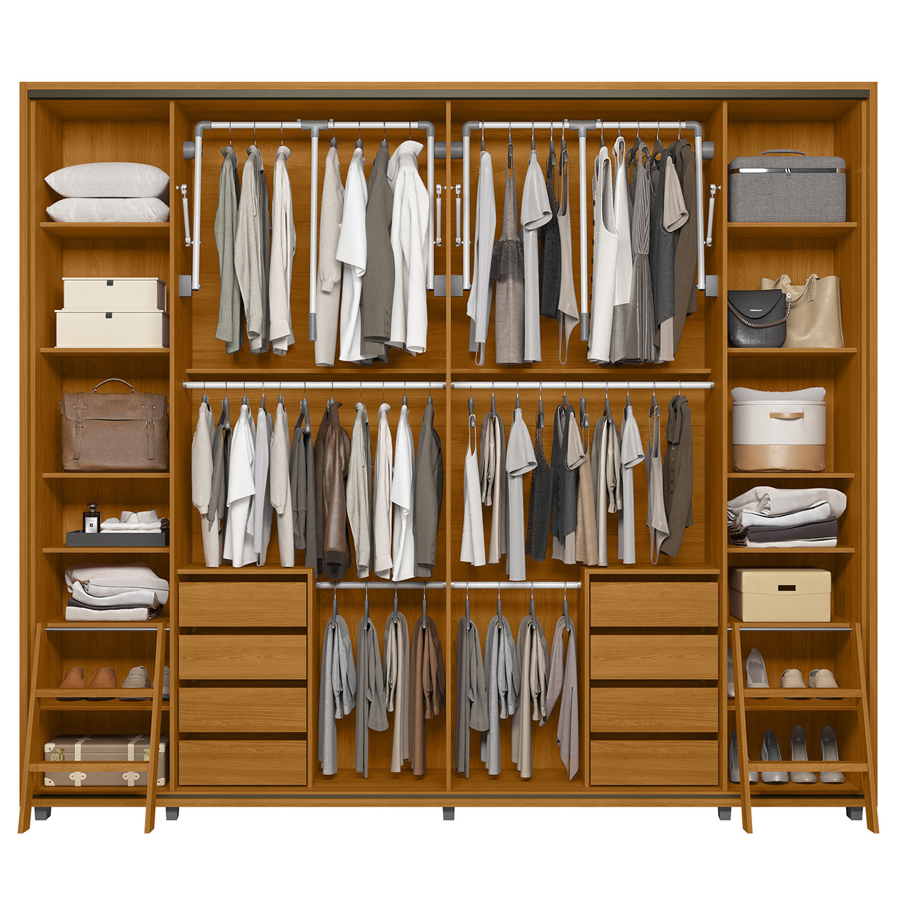 Guarda Roupa Casal 278cm Com 2 Portas Mya Off/Cinamomo Z10  - Mpozenato