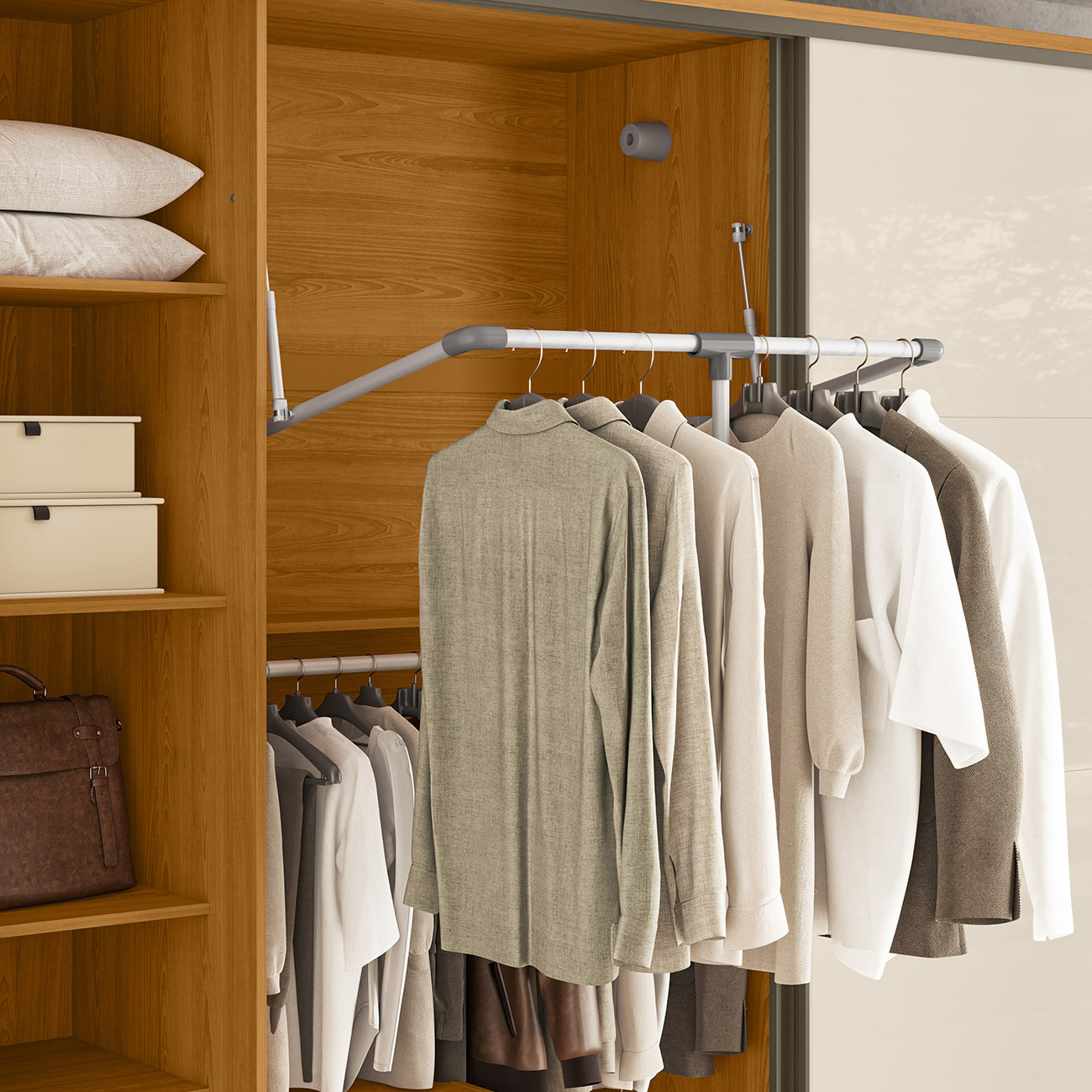 Guarda Roupa Casal 278cm Com 2 Portas Mya Off/Cinamomo Z10  - Mpozenato