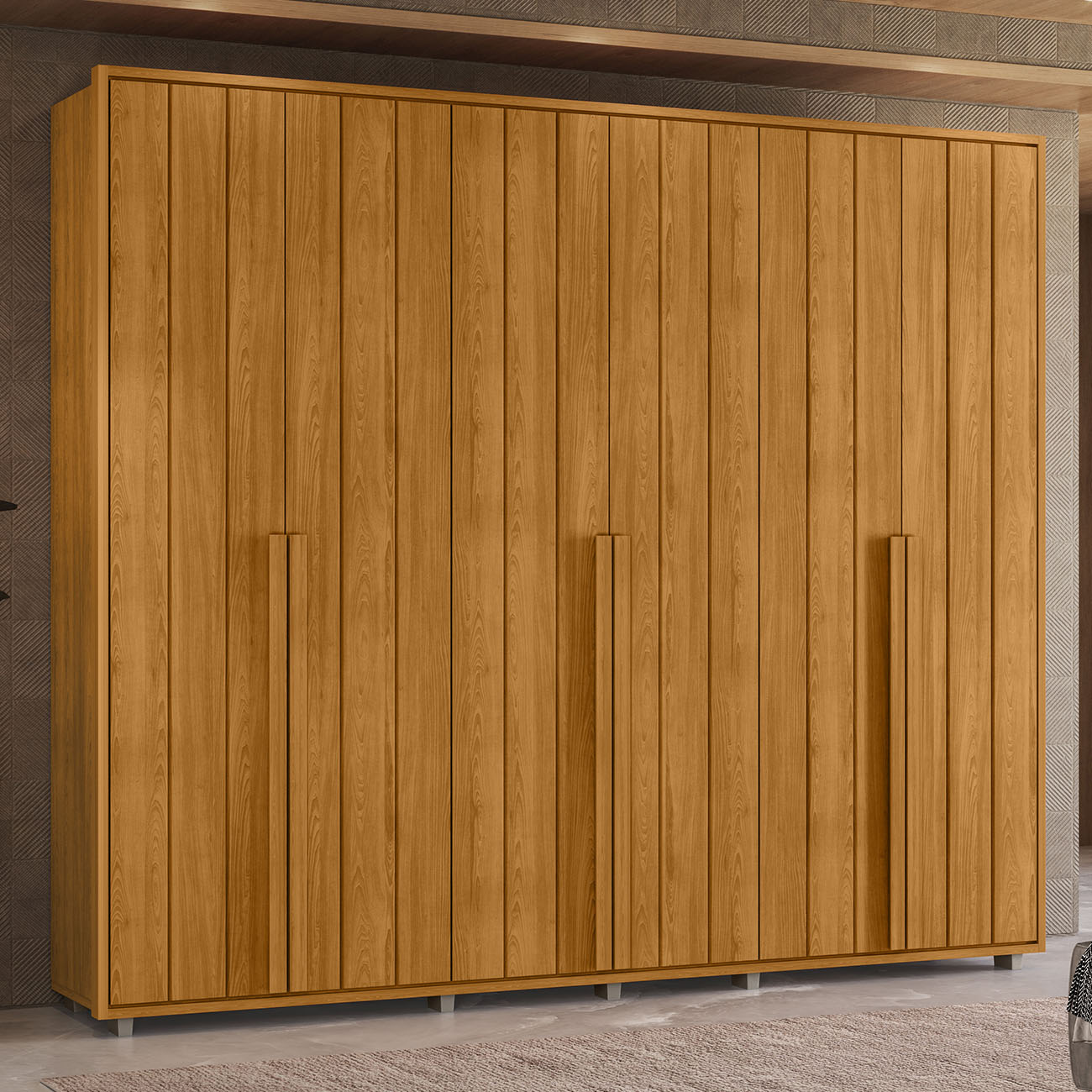 Guarda Roupa Casal 278cm Com 6 Portas Zac Cinamomo Z10      - Mpozenato