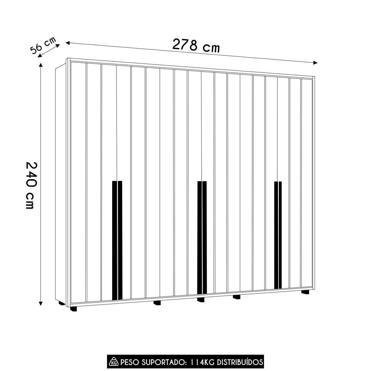 Guarda Roupa Casal 278cm Com 6 Portas Zac Cinamomo Z10      - Mpozenato