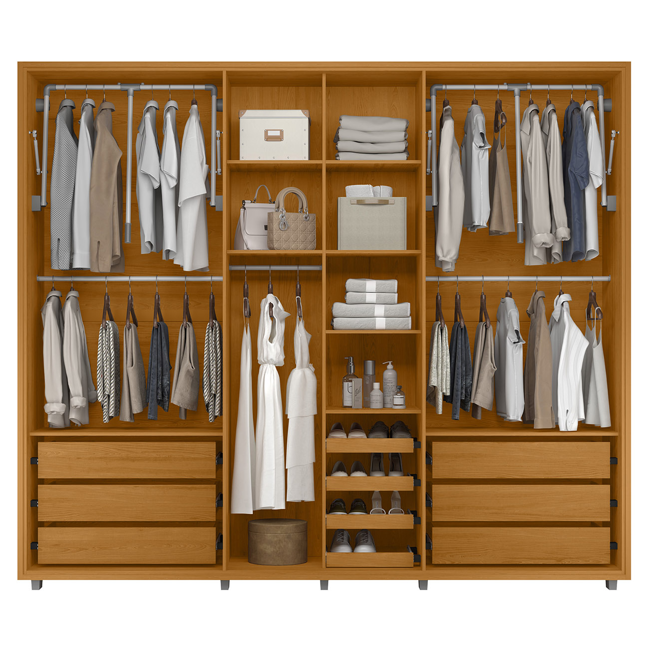 Guarda Roupa Casal 278cm Com 6 Portas Zac Cinamomo Z10      - Mpozenato