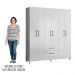 Guarda Roupa Casal 6 Portas 2 Gavetas 153cm Paraná M07 Branco - Mpozenato