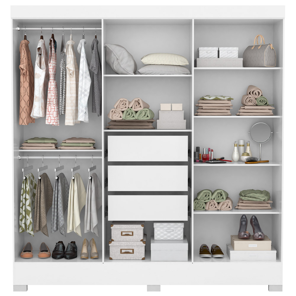 Guarda Roupa Casal 6 Portas 3 Gavetas Pratico D02 Branco - Mpozenato