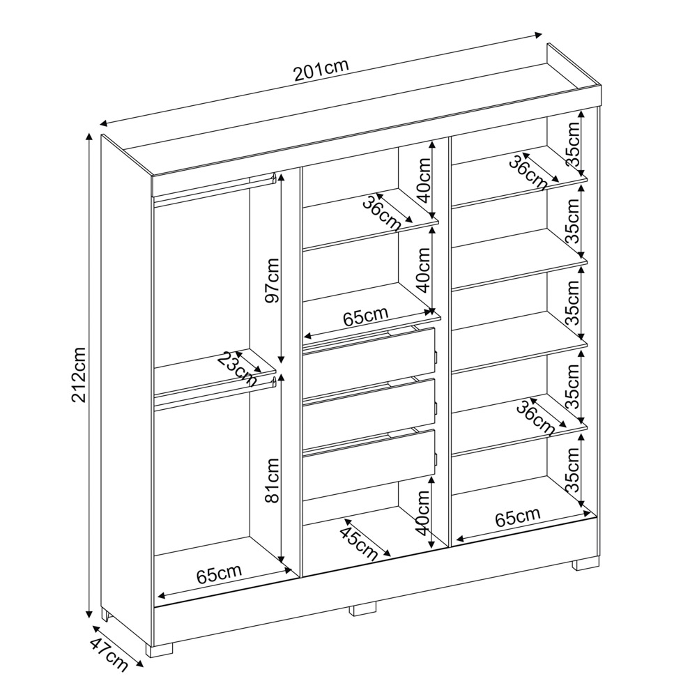 Guarda Roupa Casal 6 Portas 3 Gavetas Pratico D02 Branco - Mpozenato