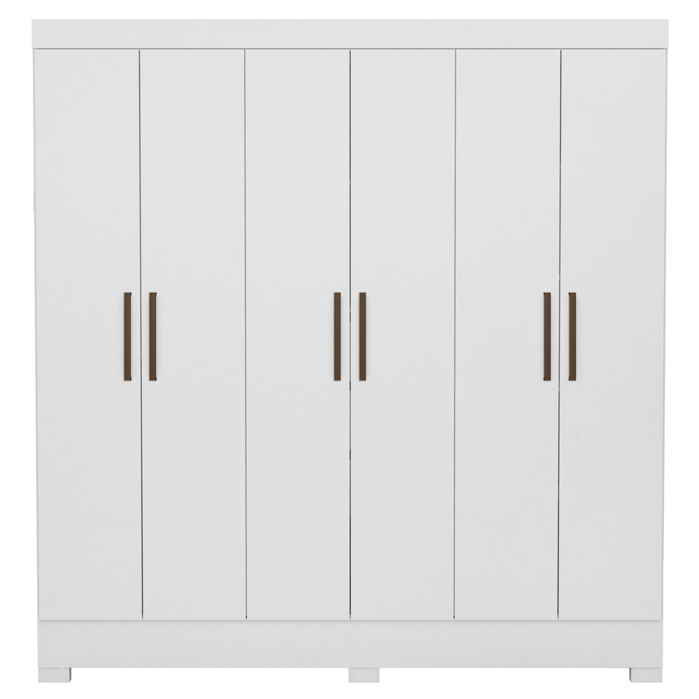 Guarda Roupa Casal 6 Portas 3 Gavetas Pratico D02 Branco - Mpozenato