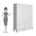 Guarda Roupa Infantil 100% MDF 3 Portas Pés Retrô Mel P04 Branco - Mpozenato