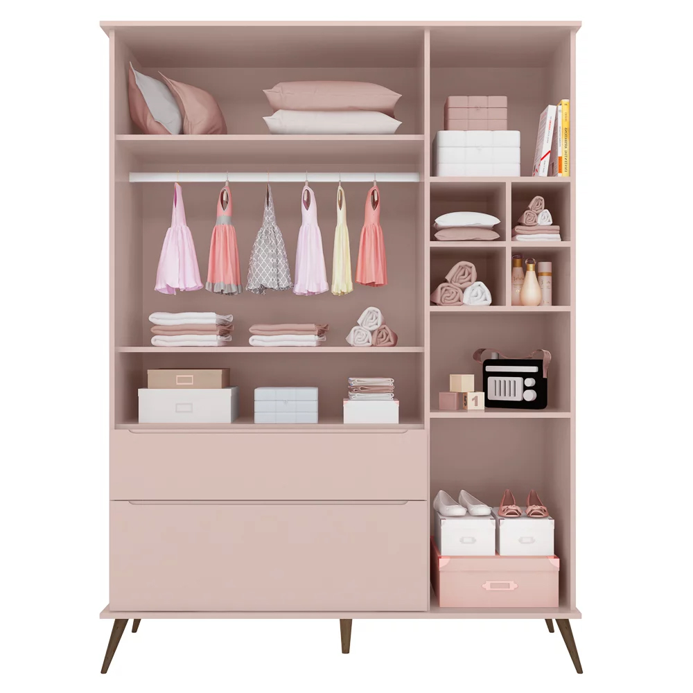 Guarda Roupa Infantil 100% MDF 3 Portas Pés Retrô Mel P04 Cinza - Mpozenato