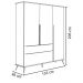 Guarda Roupa Infantil 100% MDF 3 Portas Pés Retrô Mel P04 Cinza - Mpozenato
