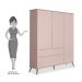 Guarda Roupa Infantil 100% MDF 3 Portas Pés Retrô Mel P04 Cinza - Mpozenato