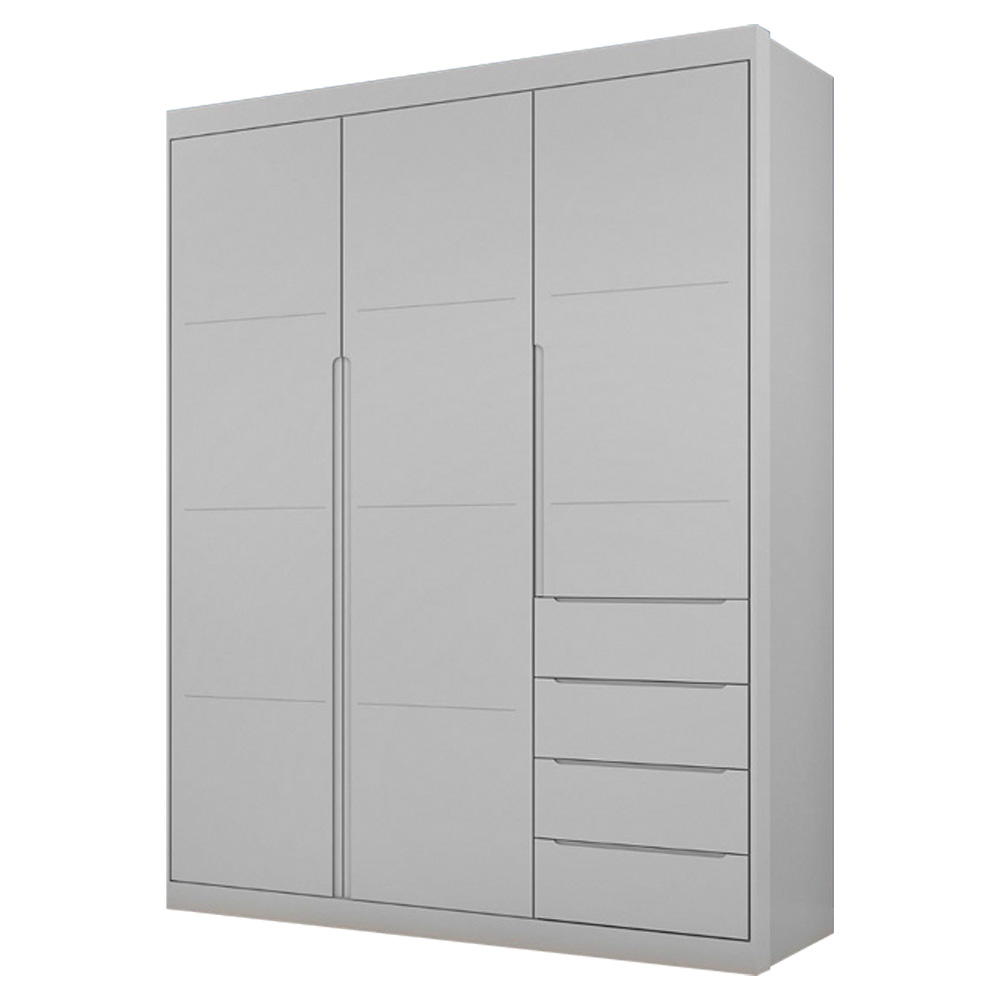 Guarda Roupa Infantil 3 Portas 4 Gavetas Lua P04 Cinza - Mpozenato