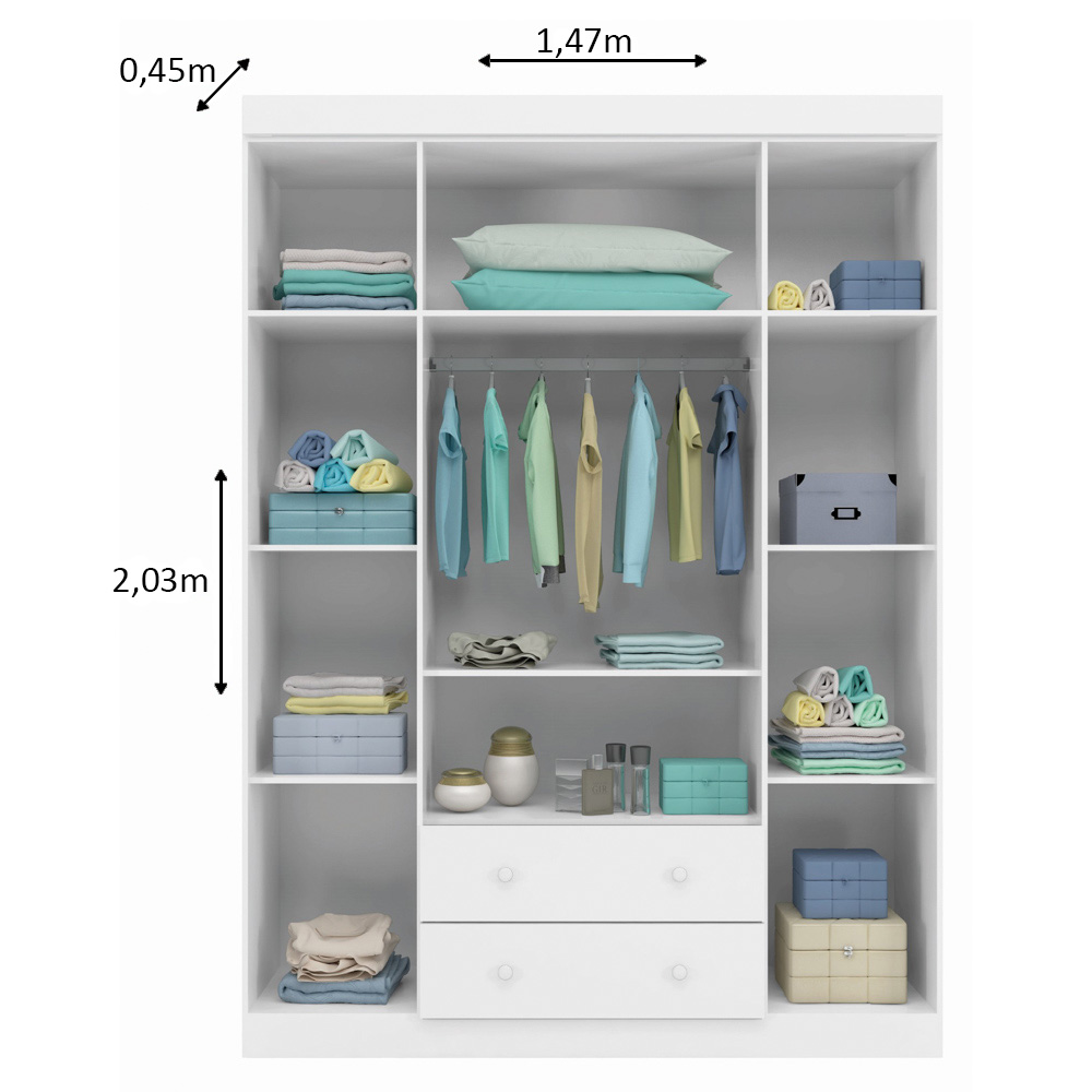 Guarda Roupa Infantil 4 Portas 2 Gavetas Ellie P04 Branco - Mpozenato