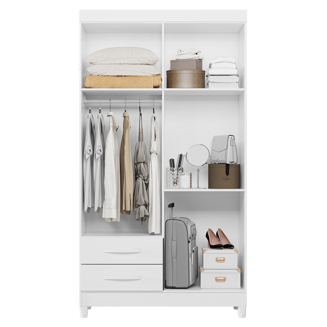 Guarda Roupa Solteiro 103cm 4 Portas Dony Flex A02 Branco   - Mpozenato