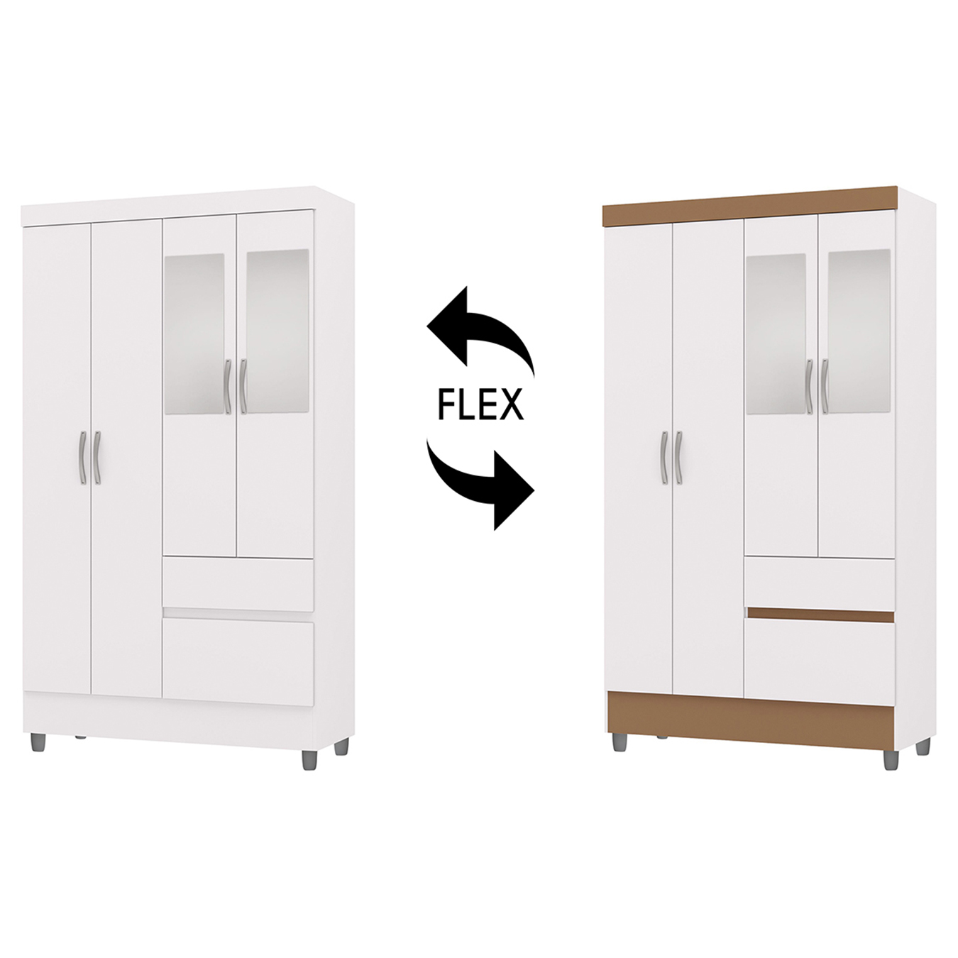 Guarda Roupa Solteiro 103cm Com Espelho Mayra Flex Branco V02 - Mpozenato