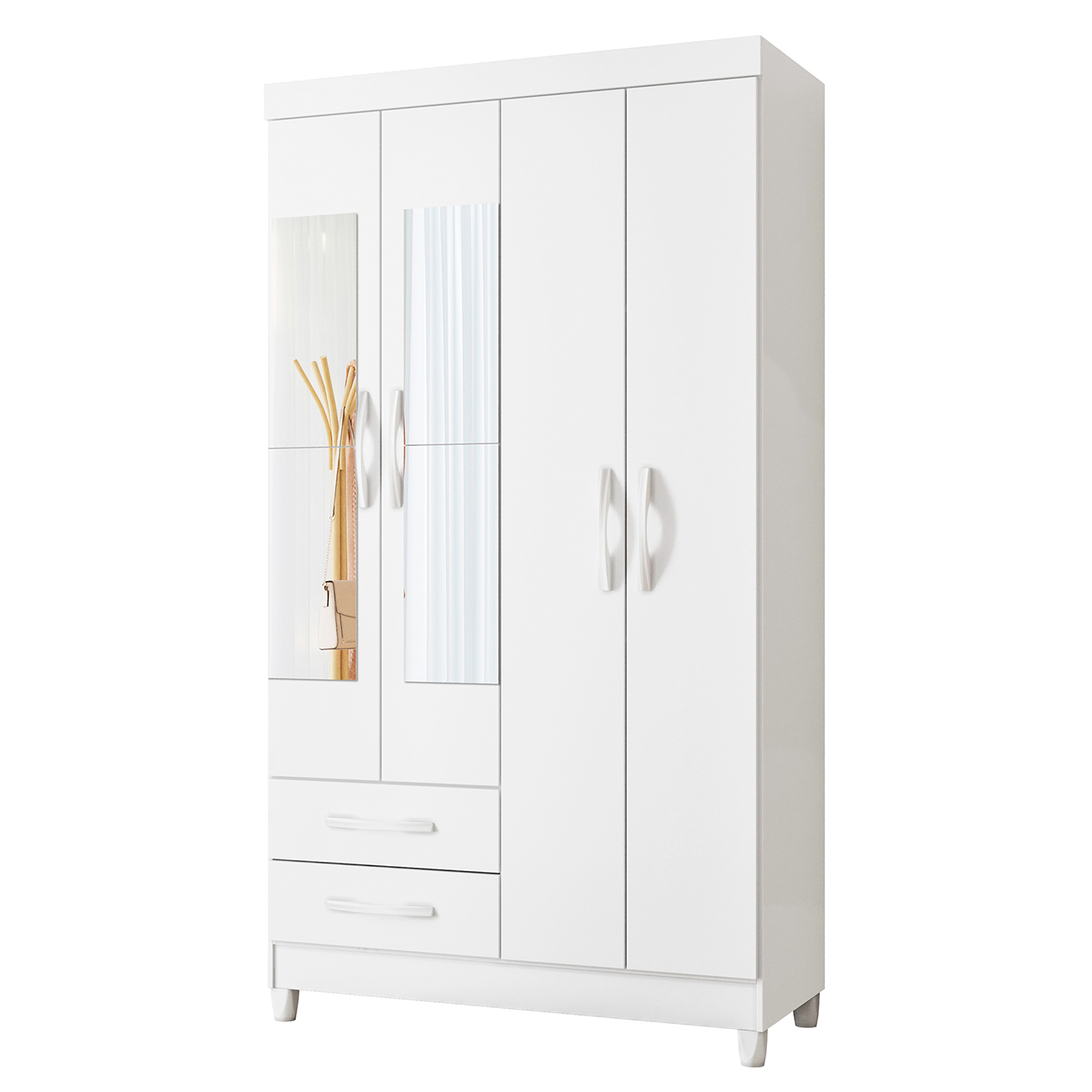 Guarda Roupa Solteiro 103cm com Espelho Dony Flex A02 Branco - Mpozenato