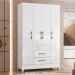 Guarda Roupa Solteiro 111cm 4 Portas Évora M07 Branco - Mpozenato