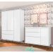 Jogo De Quarto Infantil Guarda Roupa 3 Portas e Cômoda 1 Porta 3 Gavetas 100% Mdf P04 Mel Branco - Mpozenato