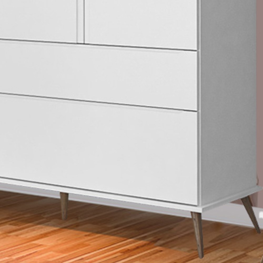 Jogo De Quarto Infantil Guarda Roupa 3 Portas e Cômoda 1 Porta 3 Gavetas 100% Mdf P04 Mel Branco - Mpozenato