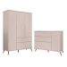 Jogo De Quarto Infantil Guarda Roupa 3 Portas e Cômoda 1 Porta 3 Gavetas 100% Mdf P04 Mel Cinza - Mpozenato
