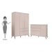 Jogo De Quarto Infantil Guarda Roupa 3 Portas e Cômoda 1 Porta 3 Gavetas 100% Mdf P04 Mel Cinza - Mpozenato