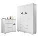 Jogo de Quarto Infantil Guarda Roupa 4 Portas e Cômoda 3 Gavetas Amora P04 Branco - Mpozenato