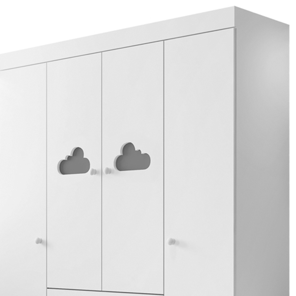 Jogo de Quarto Infantil Guarda Roupa 4 Portas e Cômoda 3 Gavetas Amora P04 Branco - Mpozenato