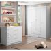 Jogo de Quarto Infantil Guarda Roupa 4 Portas e Cômoda 4 Gavetas Ellie P04 Branco - Mpozenato