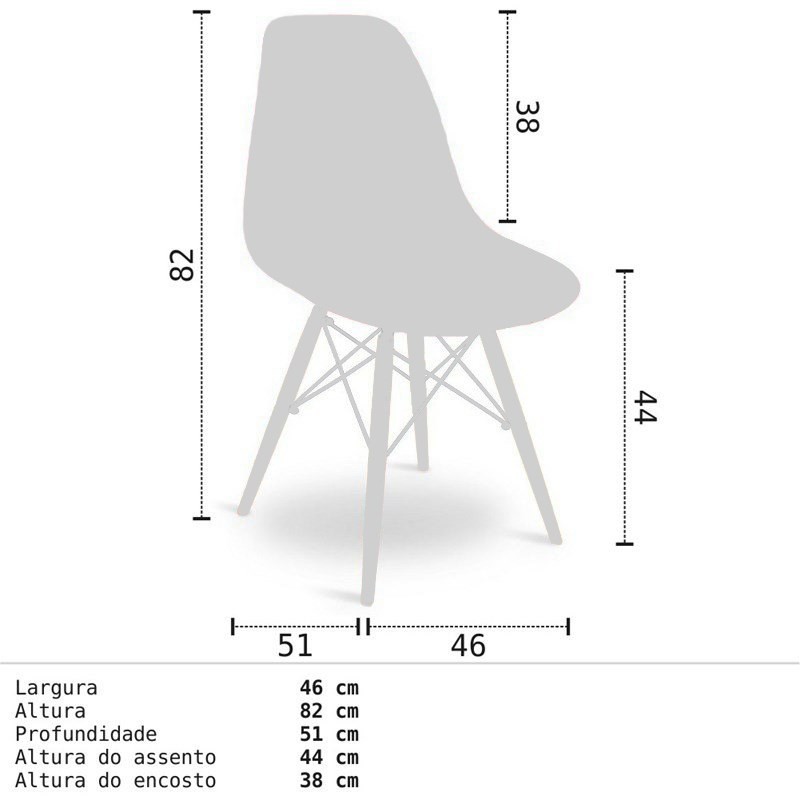 Kit 02 Cadeiras Eiffel Charles Eames Preta com Base de Madeira DSW