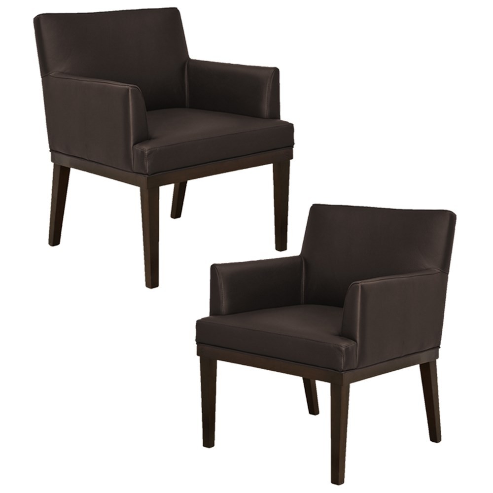Kit 02 Poltronas Decorativas Sala de Estar Vitória W01 Corano Marrom Escuro - Mpozenato