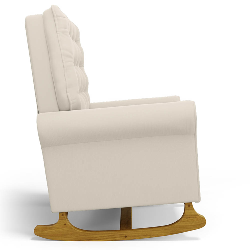 Kit 02 Poltronas de Amamentação Base Madeira Balanço Brenda G05 Veludo Creme - Mpozenato