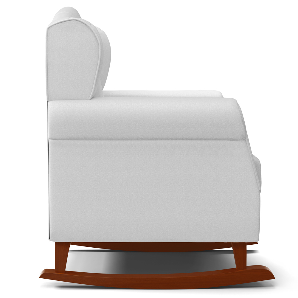 Kit 02 Poltronas de Amamentação Base de Madeira Balanço Lucy P04 Sintético Branco - Mpozenato