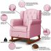 Kit 02 Poltronas de Amamentação Base de Madeira Balanço Lucy P04 Sintético Rosa - Mpozenato