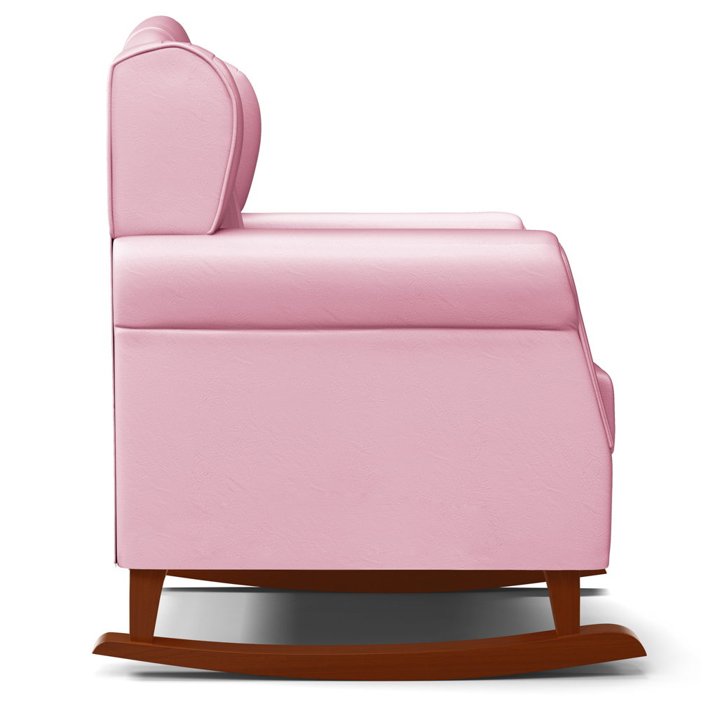 Kit 02 Poltronas de Amamentação Base de Madeira Balanço Lucy P04 Sintético Rosa - Mpozenato