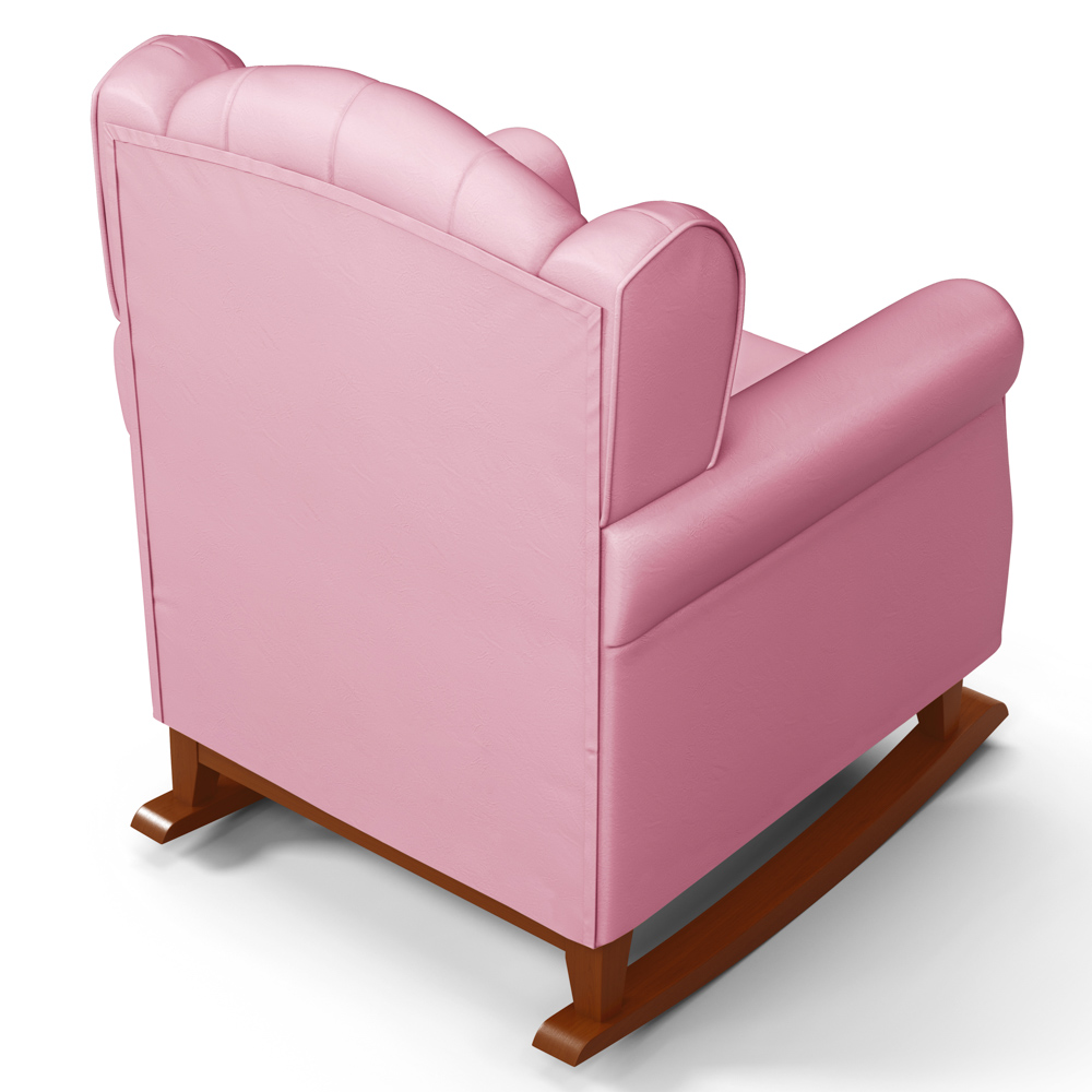 Kit 02 Poltronas de Amamentação Base de Madeira Balanço Lucy P04 Sintético Rosa - Mpozenato