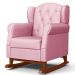 Kit 02 Poltronas de Amamentação Base de Madeira Balanço Lucy P04 Sintético Rosa - Mpozenato