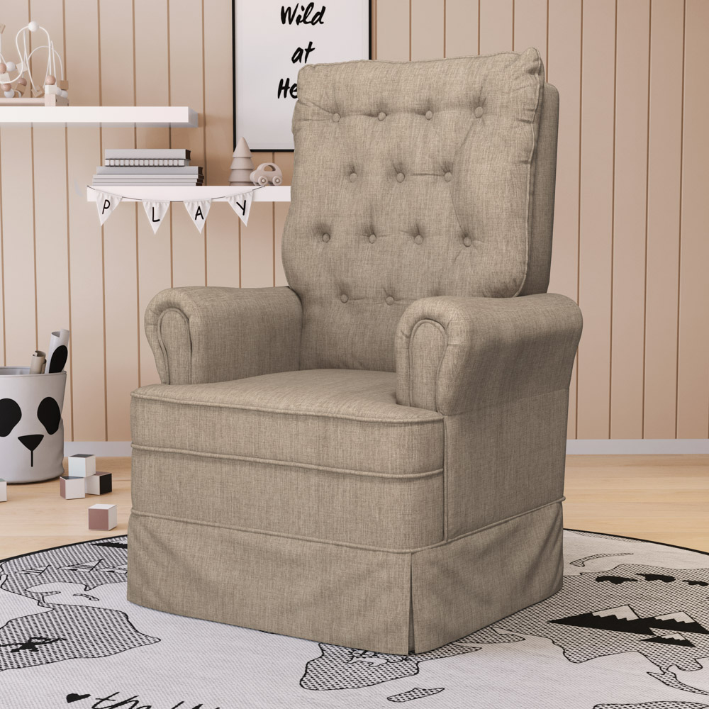 Kit 02 Poltronas de Amamentação e Descanso Com Balanço Laís G05 Linho Areia - Mpozenato