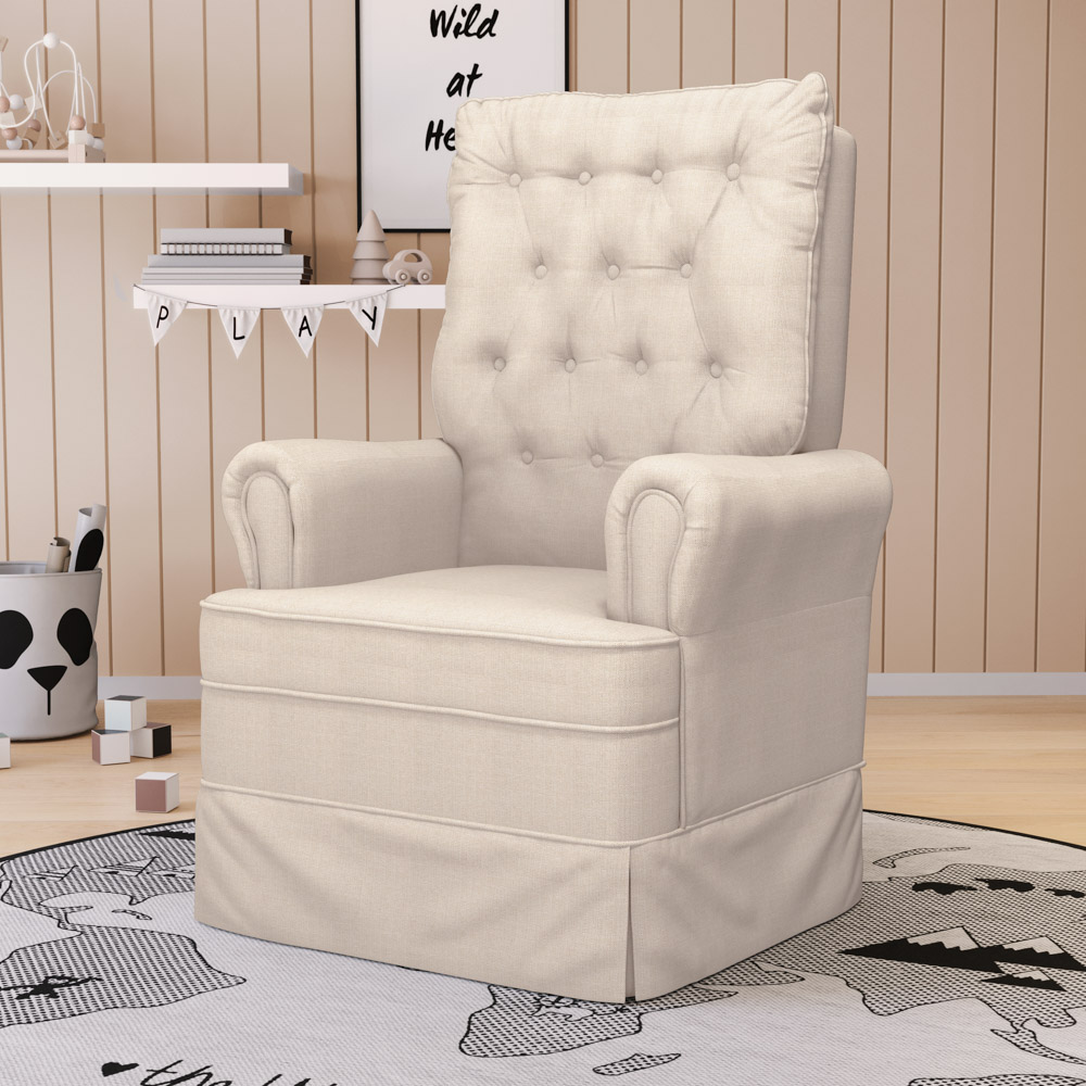 Kit 02 Poltronas de Amamentação e Descanso Com Balanço Laís G05 Linho Creme - Mpozenato