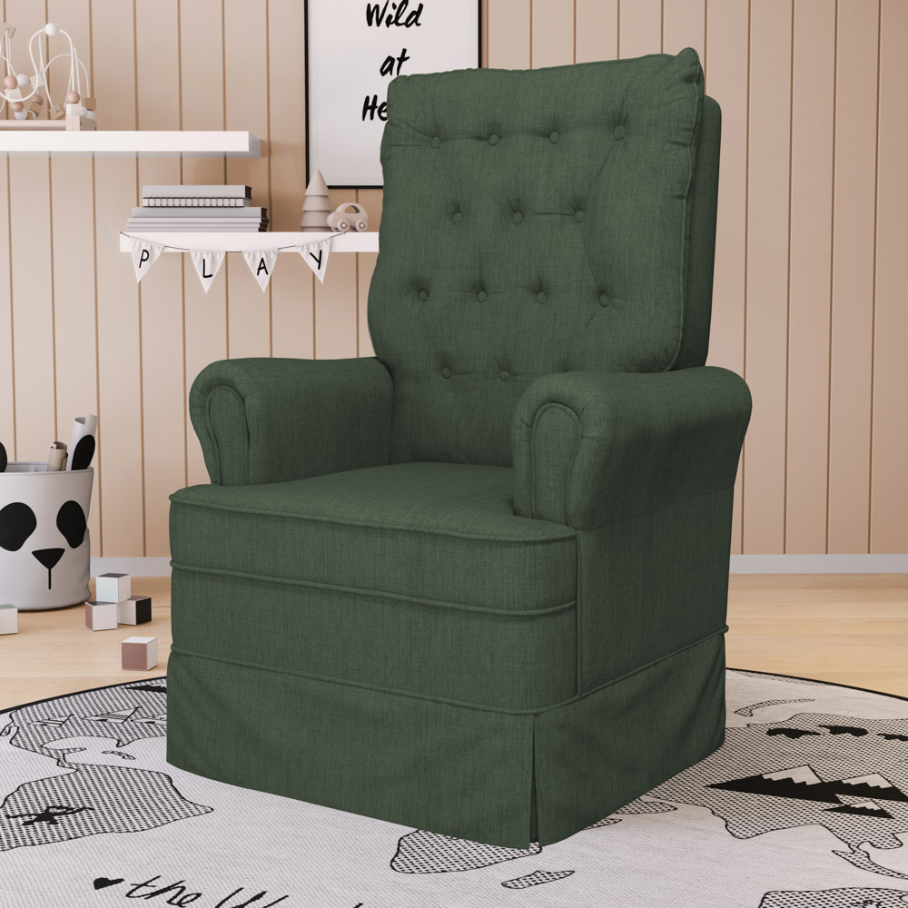 Kit 02 Poltronas de Amamentação e Descanso Com Balanço Laís G05 Linho Verde - Mpozenato