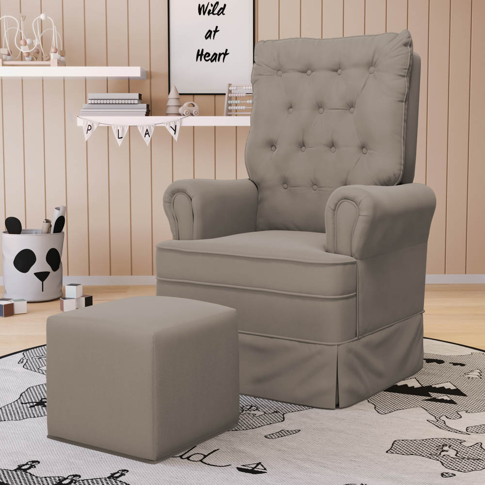 Kit 02 Poltronas de Amamentação e Descanso Com Balanço Laís G05 Veludo Areia - Mpozenato